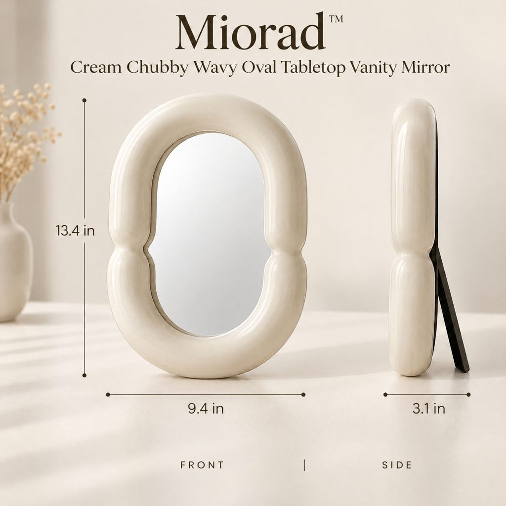 Miorad™ Ivory Sculptural Loop Tabletop Mirror - image 3
