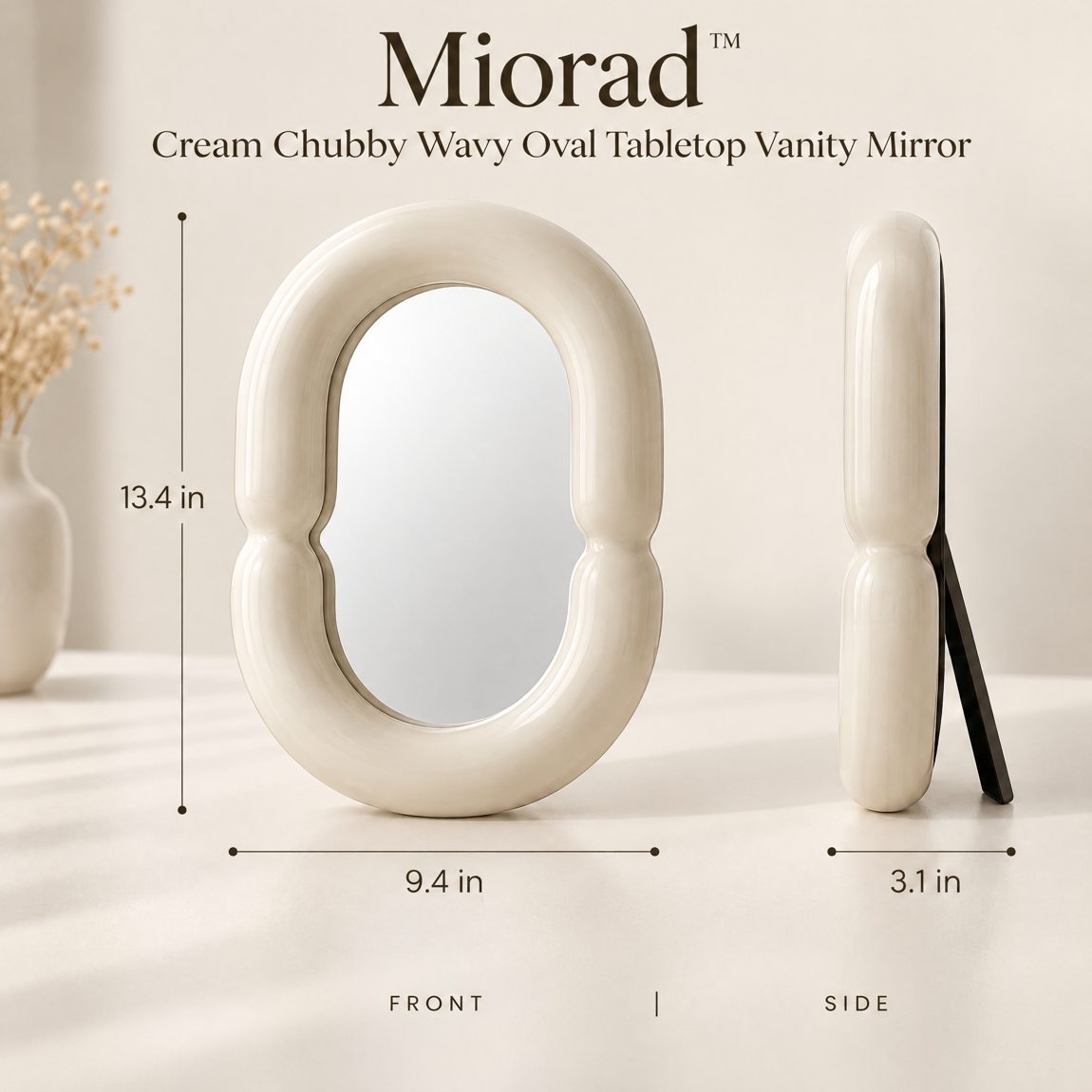 Miorad™ Ivory Sculptural Loop Tabletop Mirror - image 3