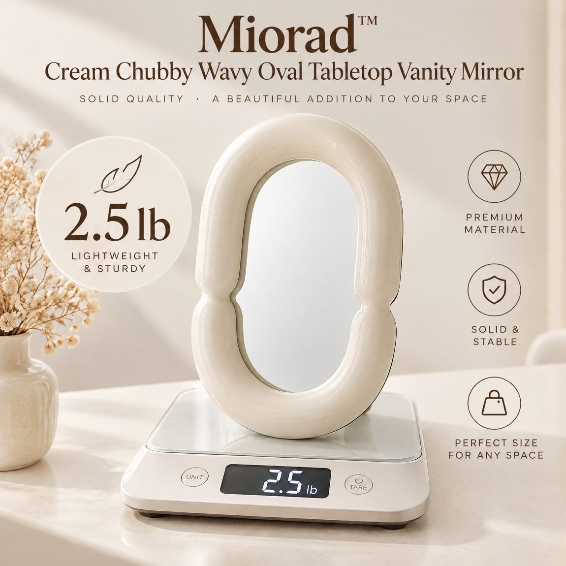 Miorad™ Ivory Sculptural Loop Tabletop Mirror - image 5