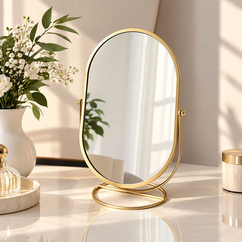 Miorad™ Gold Frame Oval Standing Vanity Mirror