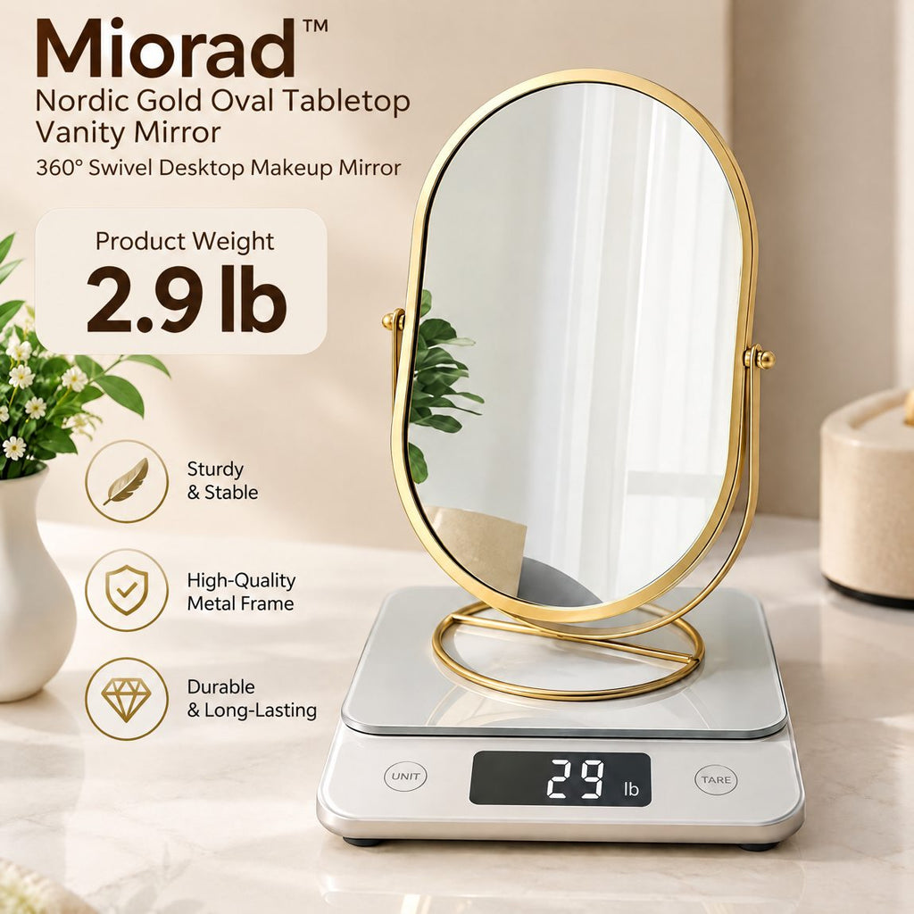 Miorad™ Gold Frame Oval Standing Vanity Mirror - image 5