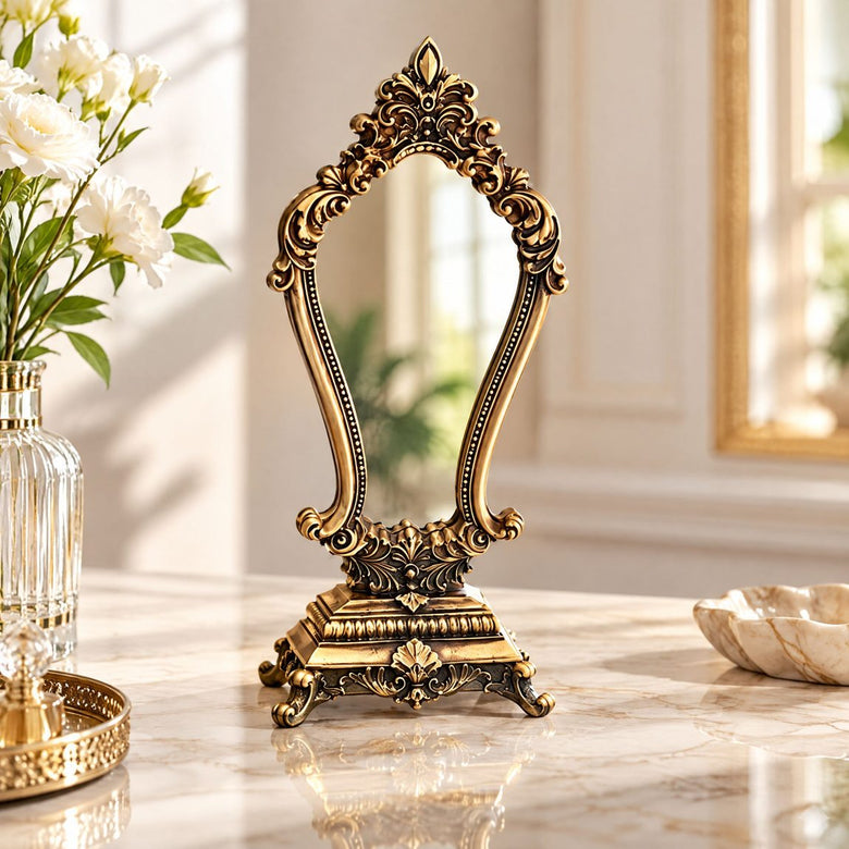 Miorad™ Antique Gold Ornate Tabletop Mirror