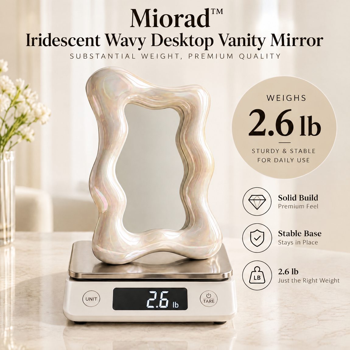 Miorad™ Vintage White Floral Ornate Vanity Mirror photo 2