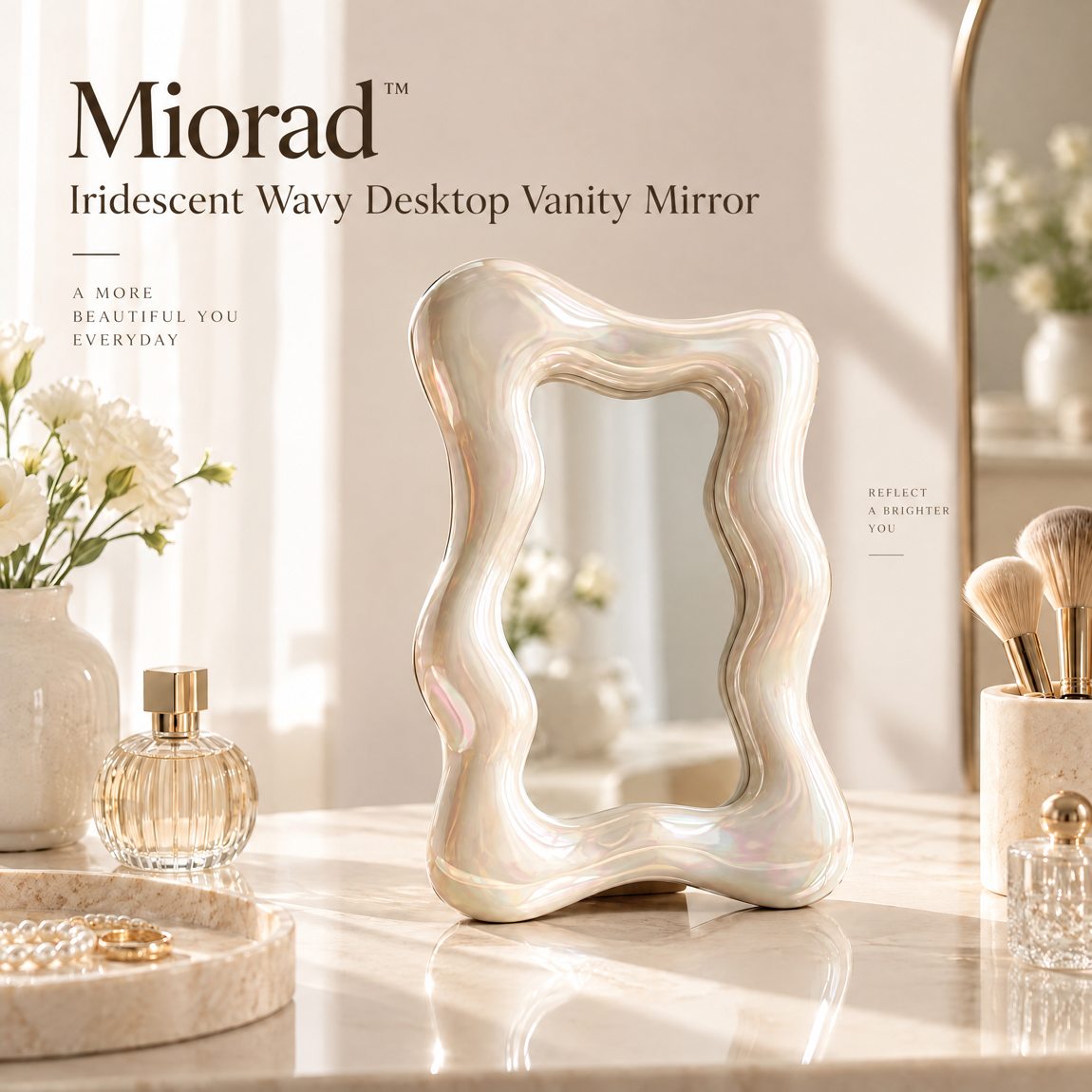 Miorad™ Vintage White Floral Ornate Vanity Mirror photo 3