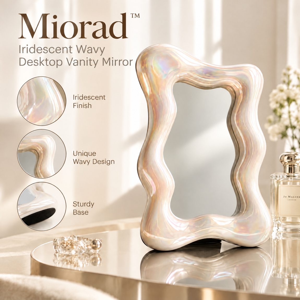 Miorad™ Vintage White Floral Ornate Vanity Mirror photo 4