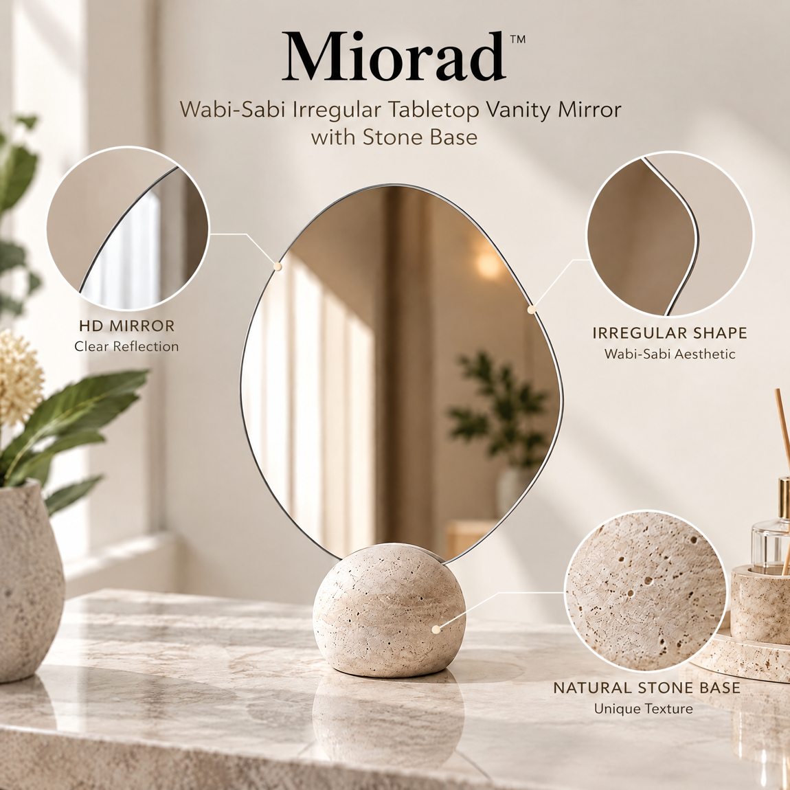 Miorad™ Ivory Swirl Sculptural Standing Mirror product image 2