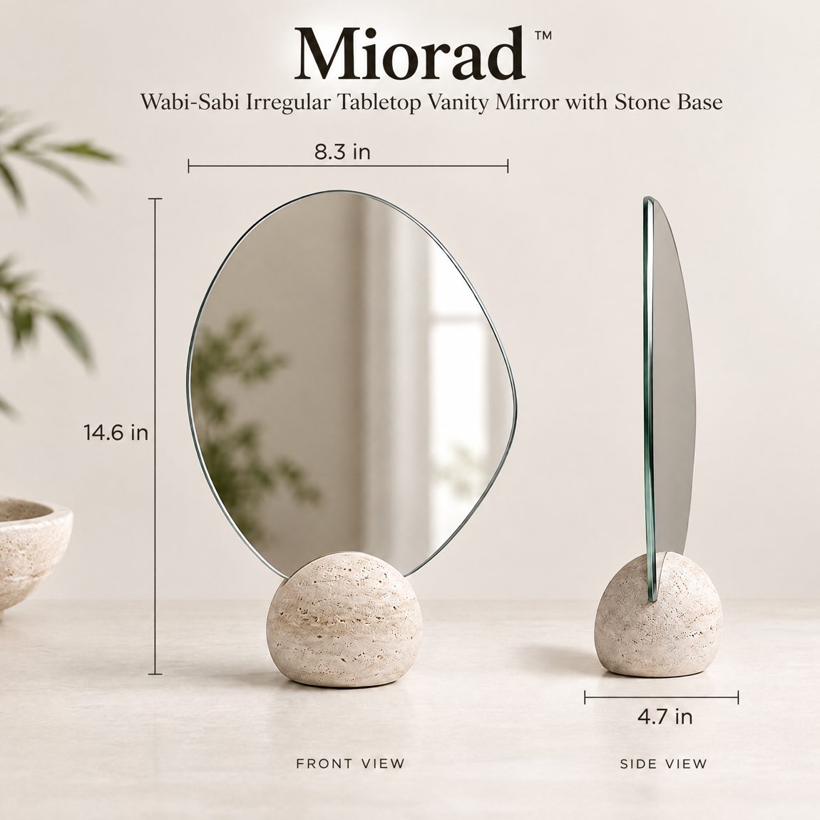 Miorad™ Ivory Swirl Sculptural Standing Mirror product image 4