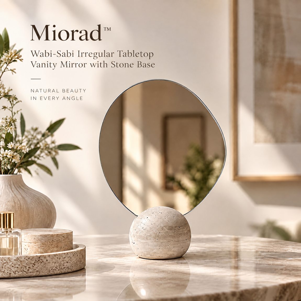 Miorad™ Ivory Swirl Sculptural Standing Mirror product image 5