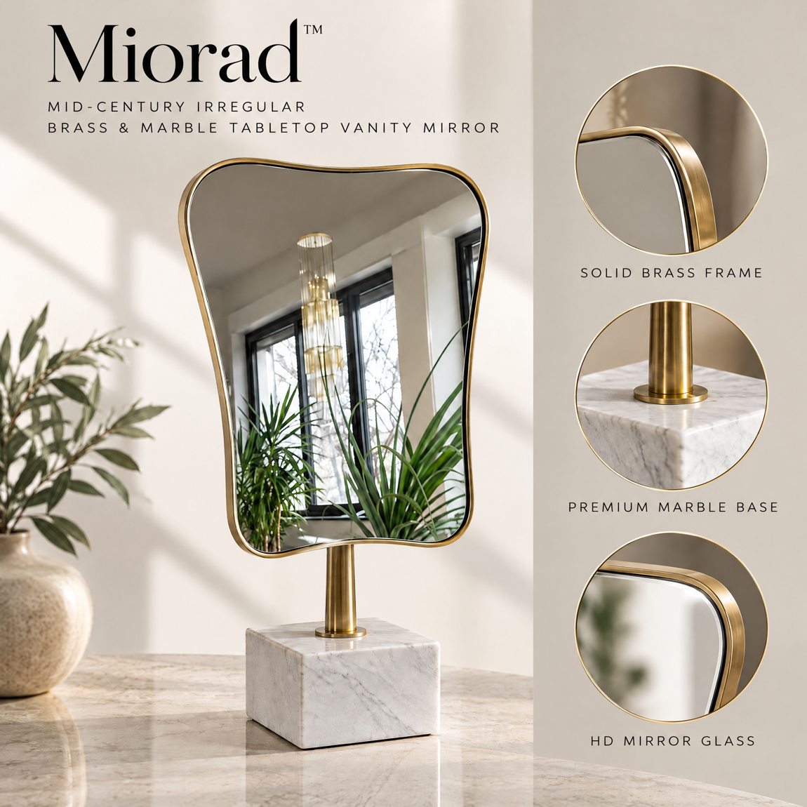 Miorad™ Silver Ornate Baroque Tabletop Mirror product image 5