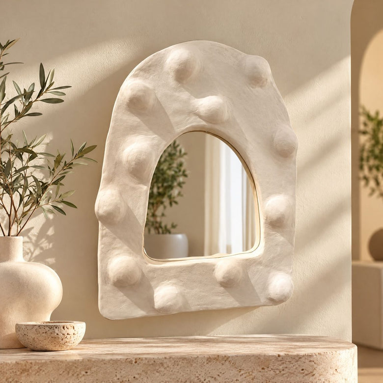 Miorad™ Sculptural Wavy White Standing Mirror