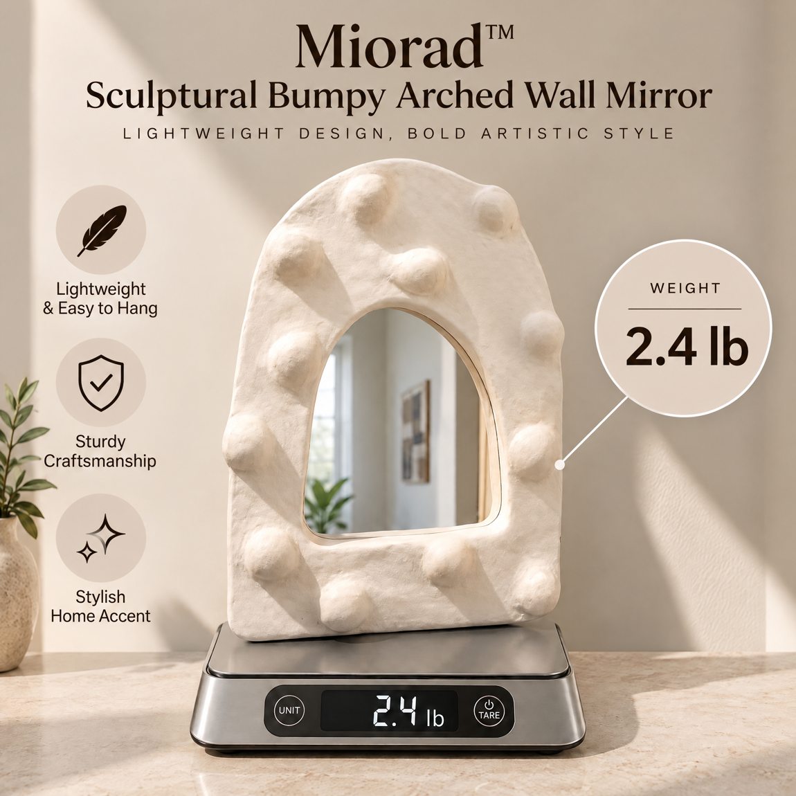 Miorad™ Sculptural Wavy White Standing Mirror photo 2