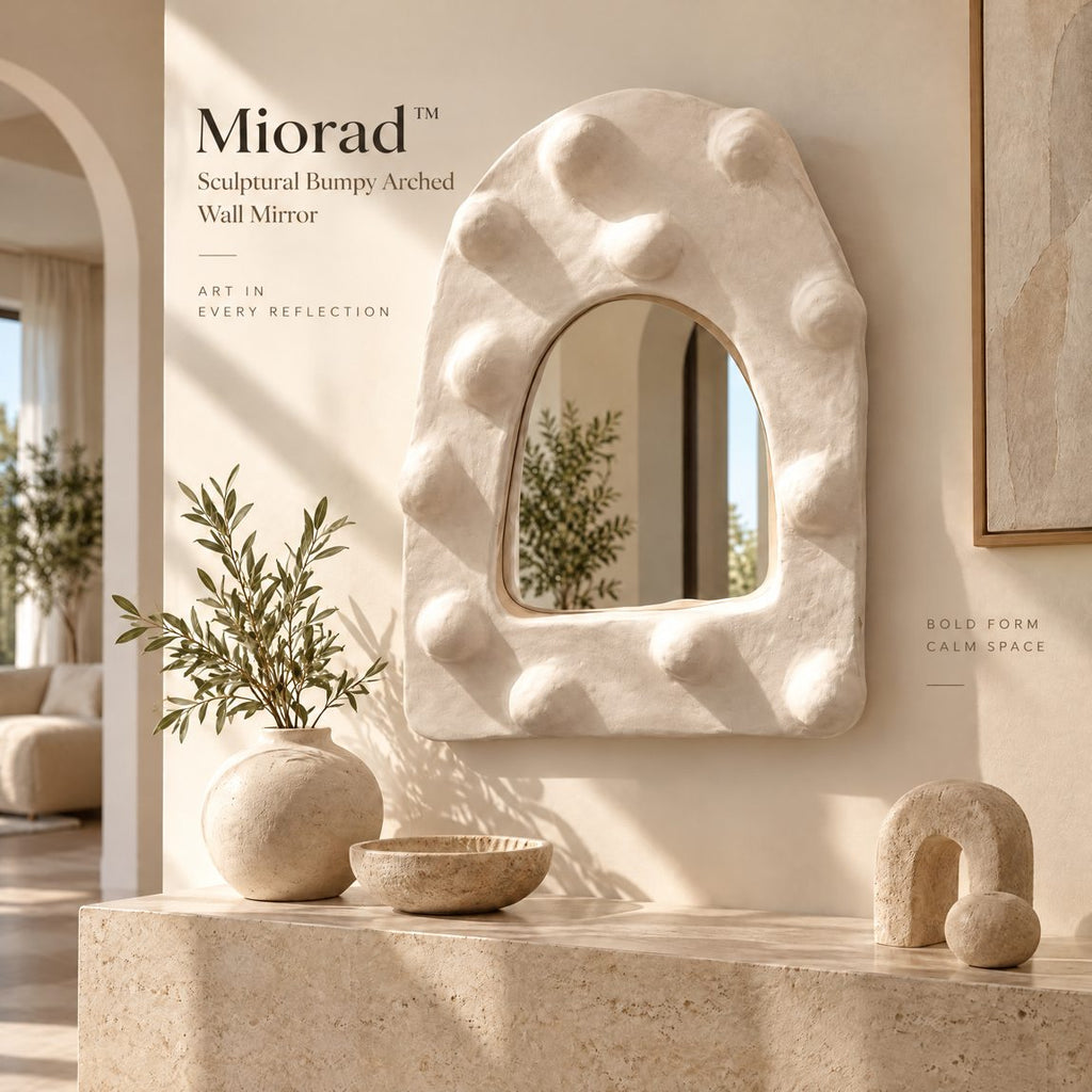 Miorad™ Sculptural Wavy White Standing Mirror photo 3