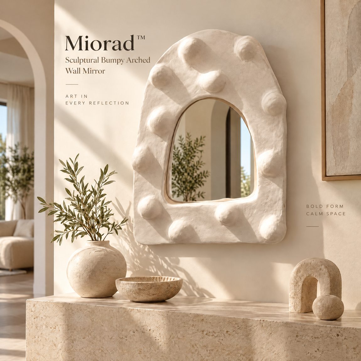 Miorad™ Sculptural Wavy White Standing Mirror photo 3