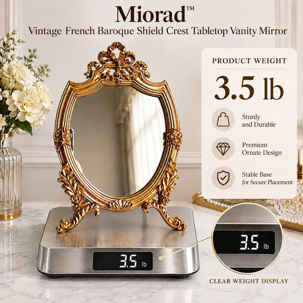 Miorad ornate gold baroque tabletop mirror - weight